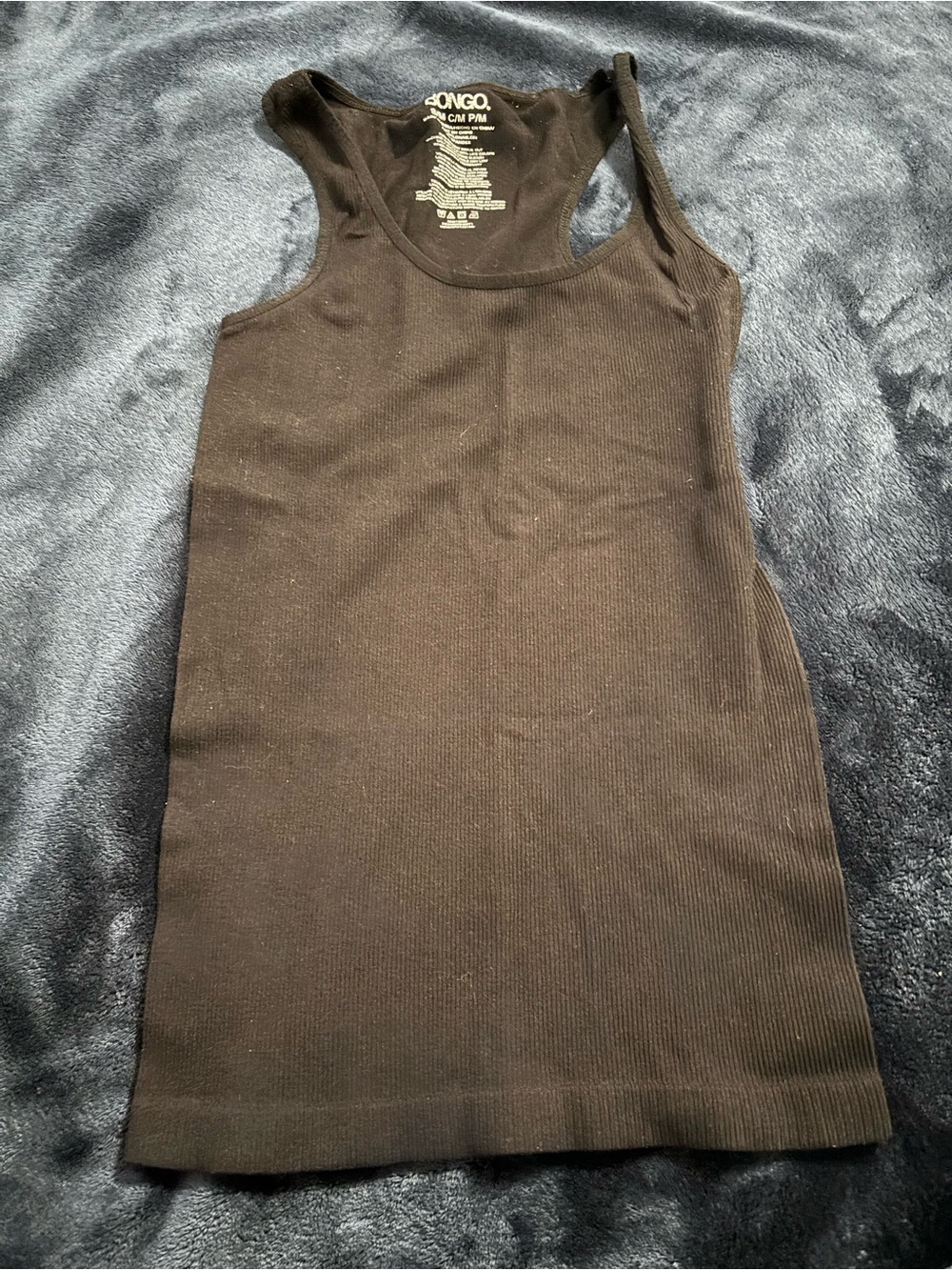 BONGO Black Ribbed Scoop Neck Tank